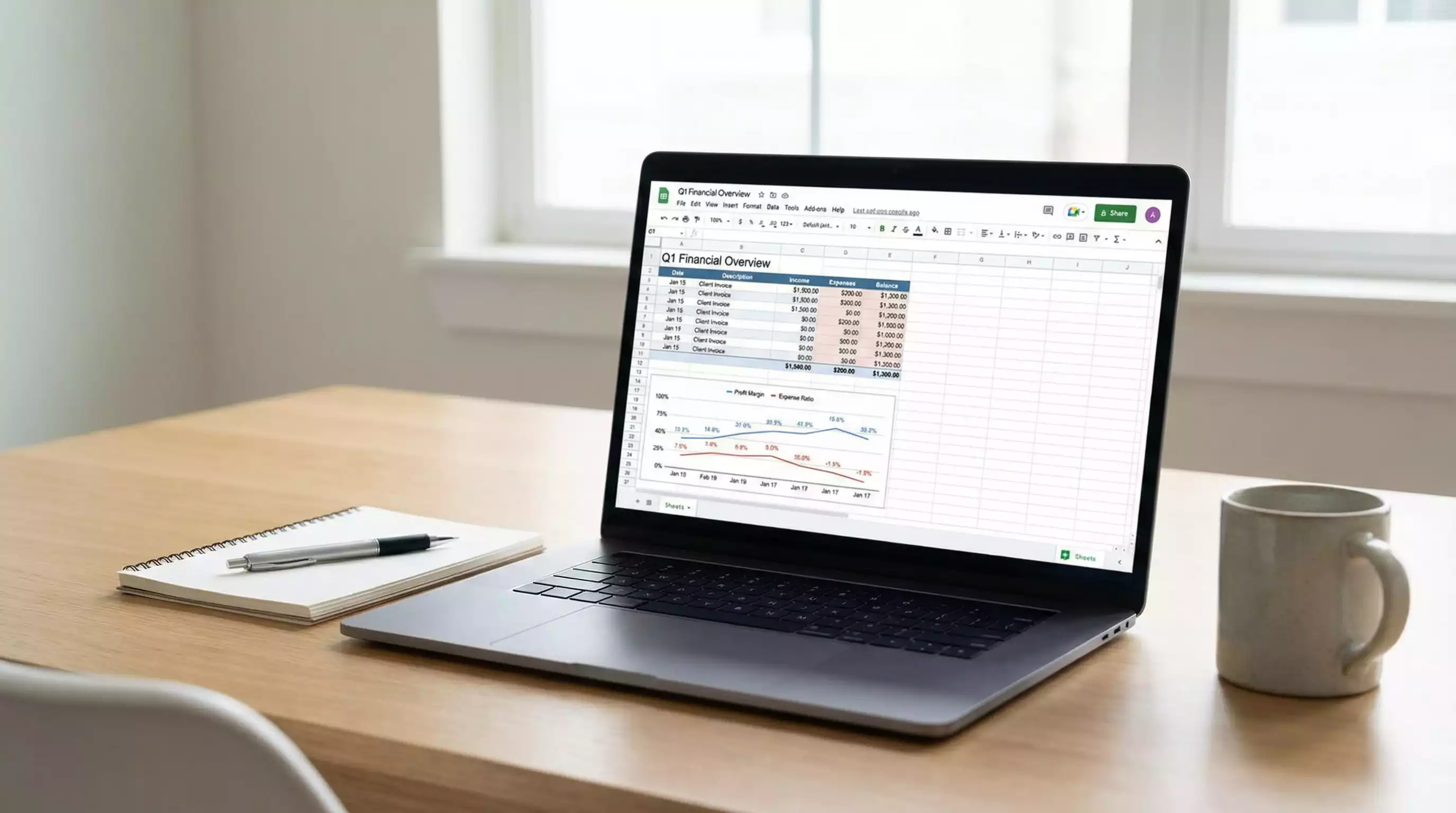 Spreadsheet met financiële berekeningen