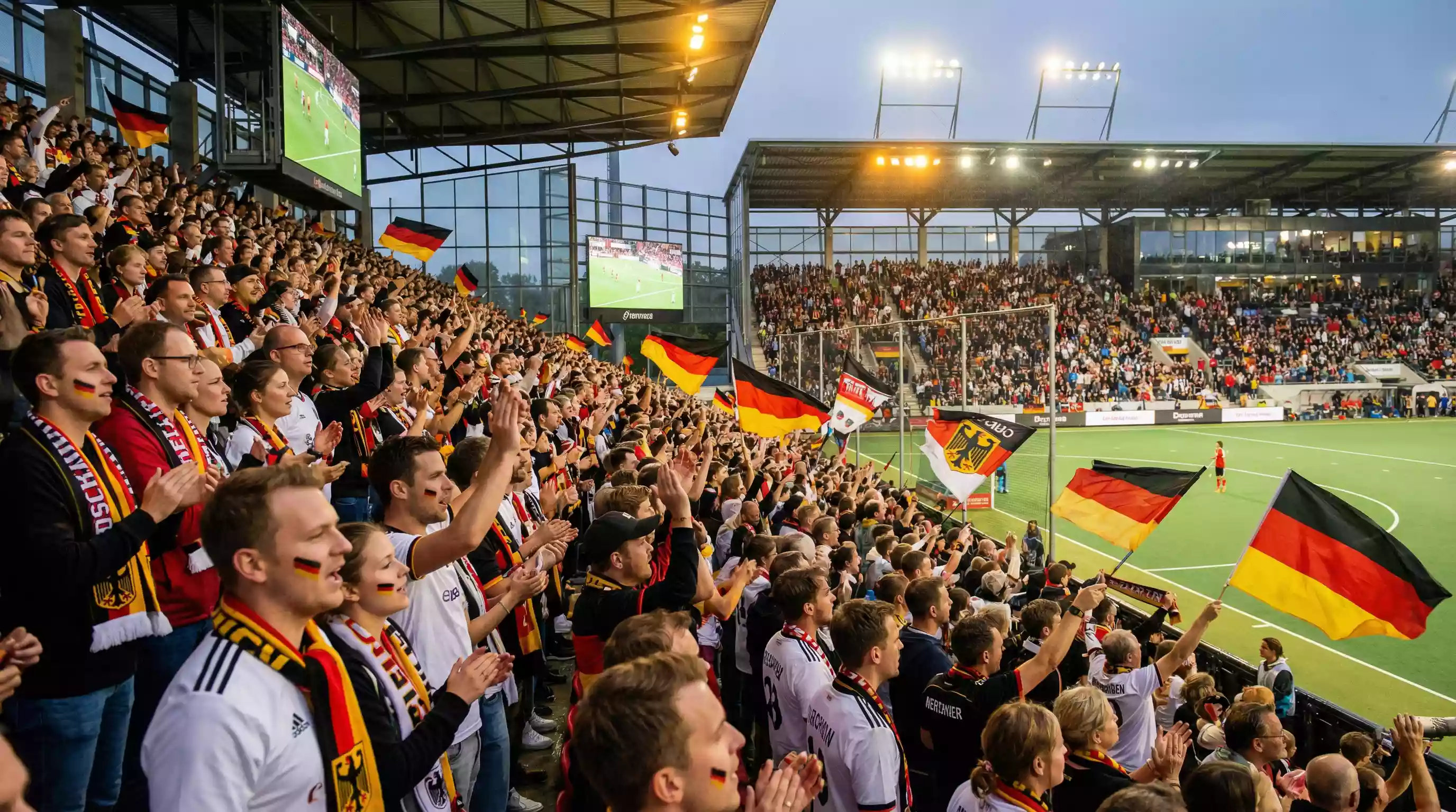 Enthousiast Duits publiek in het HockeyPark stadion