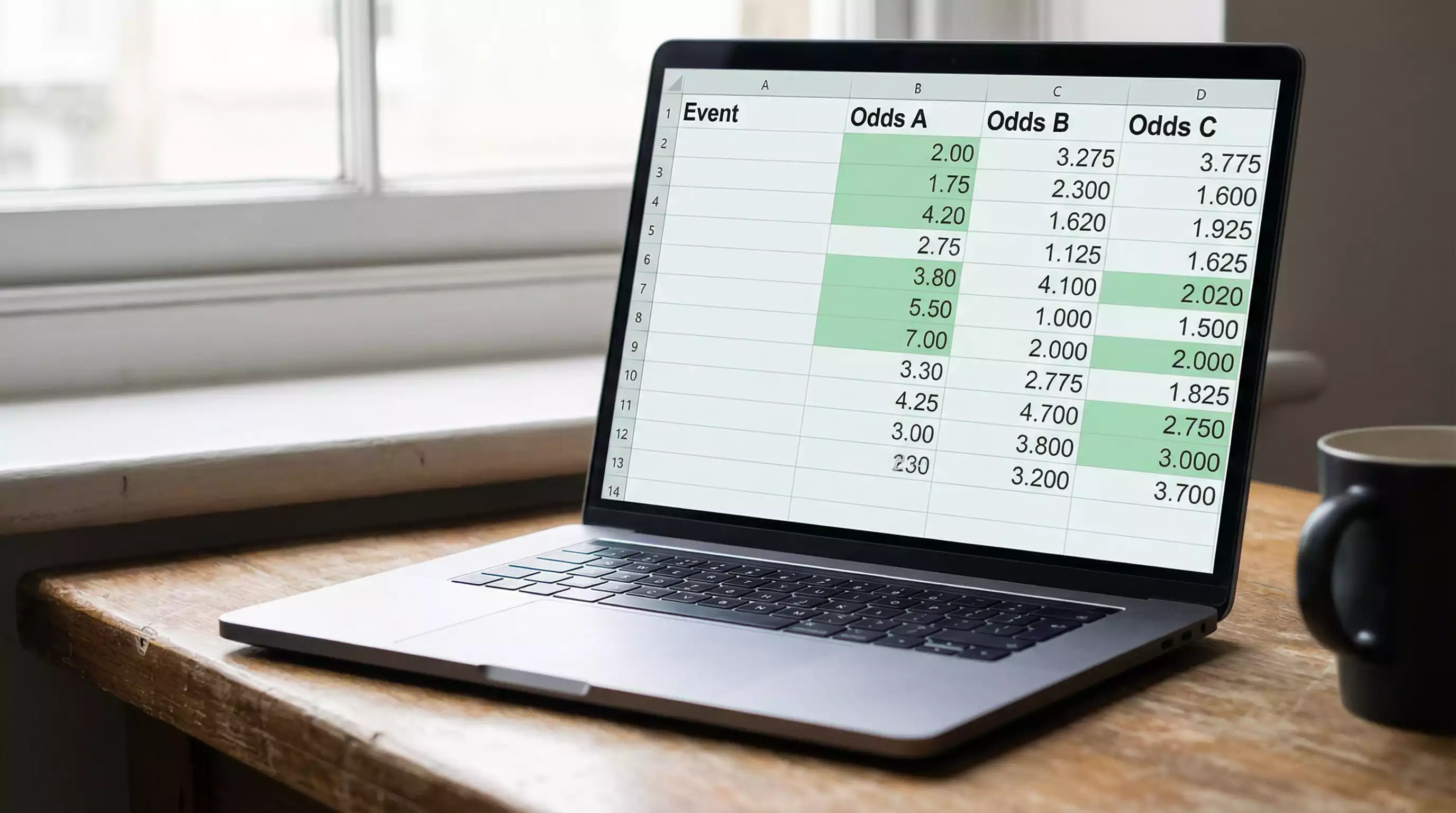 Laptopscherm met spreadsheet voor het bijhouden van quoteringen