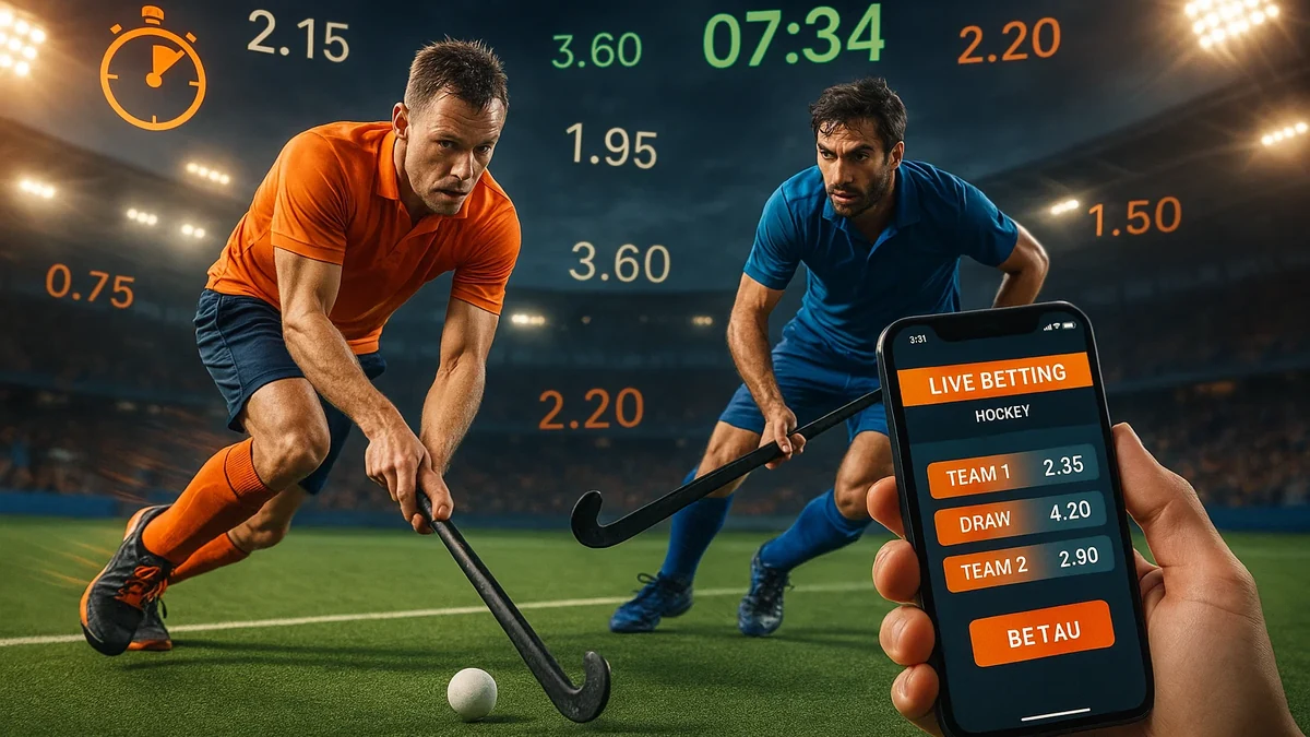 Live wedden op hockey met in-play betting interface en real-time odds