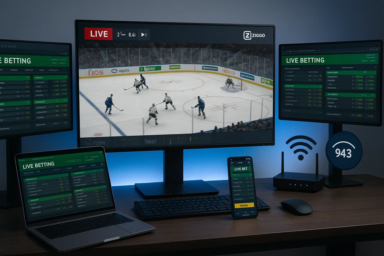 Technische setup voor live wedden met meerdere schermen en stabiele internetverbinding