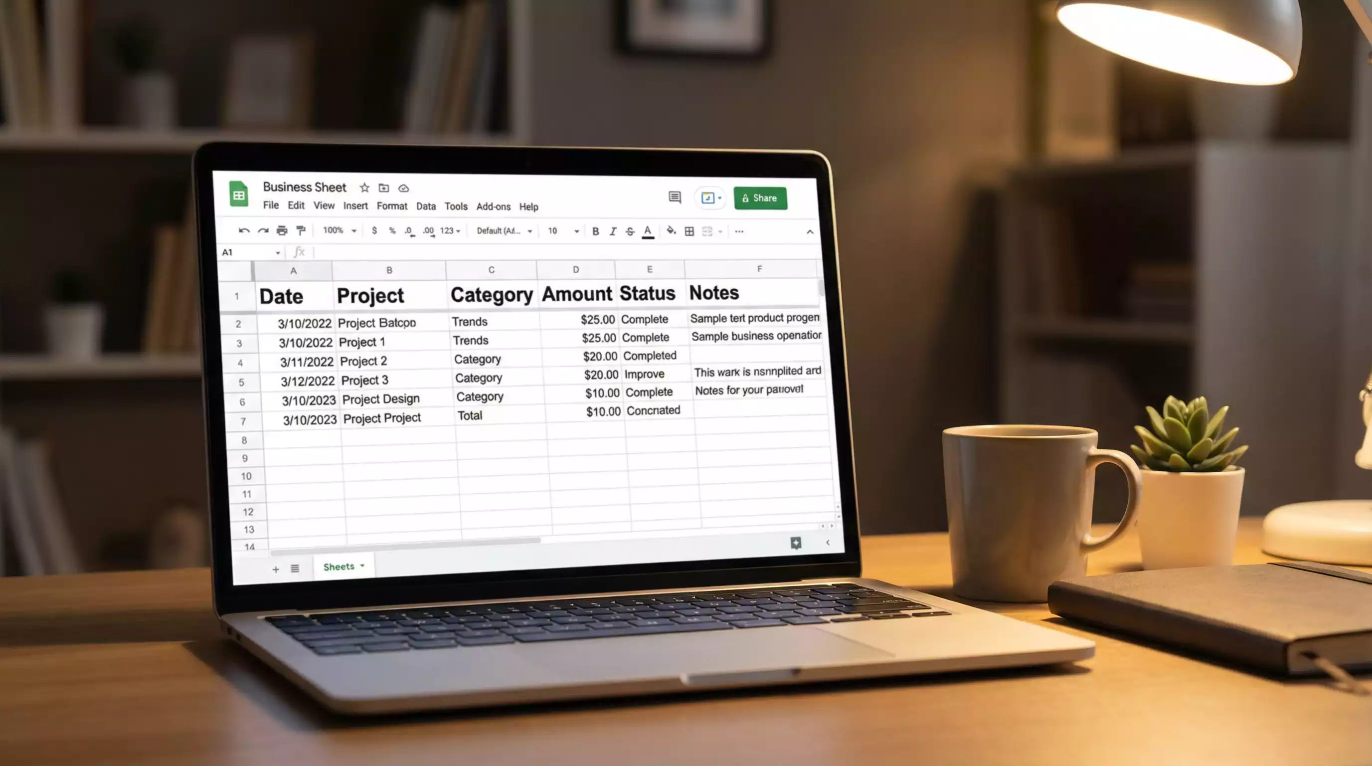 Spreadsheet met georganiseerde data kolommen